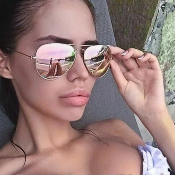 LIKE NEW Ray-Ban Pink Mirror Flash Aviator RB3025 Sunglasses Men and Women - Picture 14 of 16